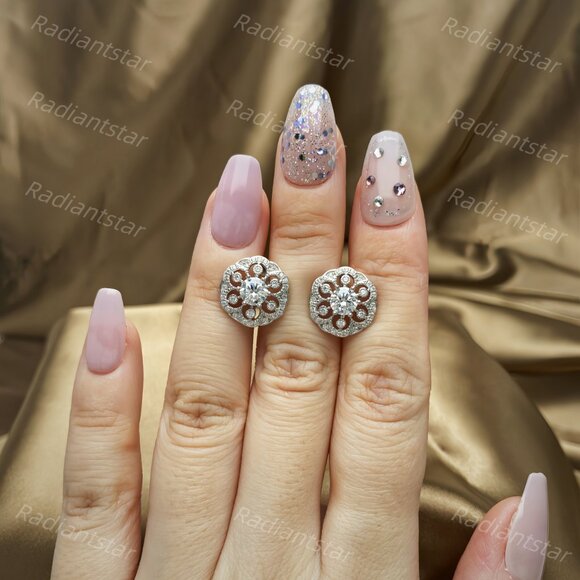 NEW Certified 1ct. t.w. Moissanite Flower Stud Earrings - Picture 8 of 8